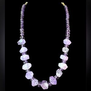 Vintage Gold Filled Purple Amethyst Gemstone Estate Necklace